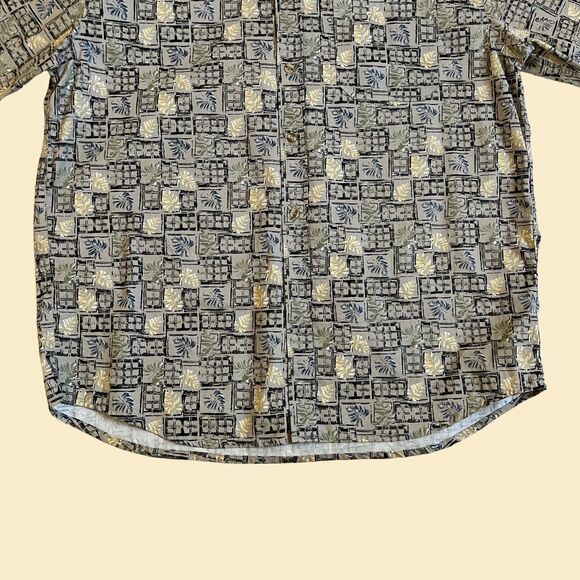 90s patterned mens shirt by Michael Austin, size L, mens tropical button down - Picture 5 of 10